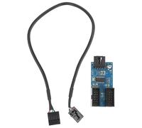 Uonlytech Splitter USB Pin Adattatore Connettore per Scheda Madre Moltiplicatore di Porte da Cavo Schermato per Ridurre Interferenze Adesivo Incluso per Fissaggio su Chassis Computer