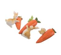 Uonlytech Statuette Coniglietti Pasquali in Resina 3 Pezzi, Piccole Statuine Decorative a Forma di Coniglio e Carota, Ornamenti Primaverili per Casa e Ufficio, Idee Regalo Natalizie