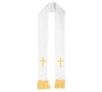 Uonlytech Stola Cerimoniale Ricamata Reversibile Bianca per Sacerdoti | Design Vintage, Adatta a Eventi Religiosi e Cerimonie in Chiesa, con Finitura Ricamata e Uso Festivo