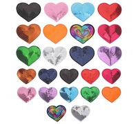 Uonlytech Toppe a Forma di Cuore Paillettes 24 Pezzi Applicazioni Ricamate Termoadesive per Abbigliamento Scarpe e Cappelli Decorazioni Fai da Te per Riparazioni e Personalizzazioni