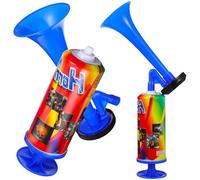 Uonlytech Tromba D'aria a Mano Pompa Manuale, Set da 2 Corni di Supporto Blu in Plastica per Partite di Calcio, Feste e Celebrazioni All'aperto per Tutte le Età