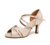 Uonpie Scarpe da Ballo Latino Donna con Strass Salsa Bachata Tango Performance Nude Scarpe Ballo da Sala, 37.5 EU