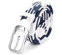 Uoocg Cintura Elastica Donna Uomo - Tessuto Intrecciato Elasticizzato Unisex Colorato, Stoffa studenti maschi femmine, Tutte le Stagioni - R - Bianco/Blu 120cm