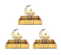 Uooduby 3X Vassoio per Alimenti nel Acrilico Eid Mubarak Ramadan Dessert Piatto di Frutta Moon Star Castle Regalo di Decorazioni per Festival Musulmano Islamico,A