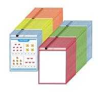Uooduby 50 Confezioni di Buste Riutilizzabili Cancellabili A Secco, Buste Protettive In 5 Colori Diversi per Insegnanti, Materiale Scolastico e Aula