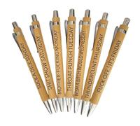 Uooduby Divertenti Penne In Bambù, Regali per Ufficio per Donne, Uomini, Colleghi, Divertenti Accessori da Scrivania, Colore Legno, 7 Pezzi