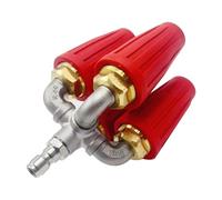 Uooduby Rondella di pressione dell'ugello della turbina 4 in 1,2.0 Orifice Quadruple,Ugello a turbina girevole a 360°,Connettore rapido da 1/4 di pollice,Rosso