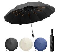UOOGOU Ombrello antivento forte compatto pieghevole portatile, extra large automatico aperto e chiuso antipioggia con protezione UV, robusto ombrello durevole con 12 costole, protezione UV 99 UPF 50