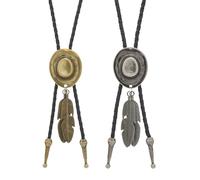 UOPJDD 2 Pezzi Cowboy Hat Feather Collana, Collana A Ciondolo Creativo, Collana retrò, Gioielli in Stile Punk, Accessori per Abbigliamento.