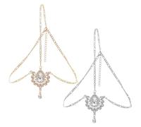 UOPJDD 2 Pezzi di Catena di Testa A Sospensione di Strass, retrò E Copricapo alla Moda E Semplice per Donne, Gioielli alla Fronte Regolabile, Decorazione di Acconciature Creative.