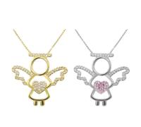 UOPJDD 2 Pezzi di Collana d'Angelo d'Amore, Collana A Diamante, Gioielli Semplici E Versatili, Gioielli A Sospensione Creativi E Gioielli per Ragazze.