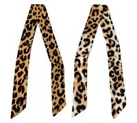 UOPJDD 2 Pezzi Di Sciarpa Di Seta Con Stampa Leopardata, Sciarpa Per Il Collo Retrò, Accessori Per Capelli Creativi, Accessori Per Abbigliamento Da Donna, Accessori Per Imballaggi.