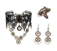 UOPJDD Collana A 1 Pezzi, 1 Paio di Orecchini E Anello da 1 Pezzi, Gioielli di personalità retrò, Gioielli Gotici, Accessori per Abbigliamento per Feste.