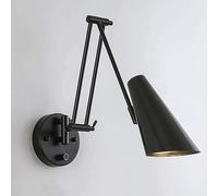 UOPYNE Applique da parete con braccio girevole industriale, lampada regolabile in verticale, E27 in stile fattoria, luci testiera vintage interruttore, lampade for lettura in soggiorno e camera letto