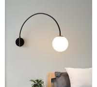 UOPYNE Applique da parete sferica in vetro, applique in metallo nero girevole a 360°, apparecchi di illuminazione for lavabo bagno, lampada decorativa