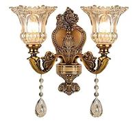 UOPYNE Mid Century Retro Wall Lamps & Sconces 2 Heads Beveled Crystal Prism Light with Glass Shade Brushed Brass Mount Lights for Bedroom Bedside Headboard Living Room