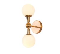 UOPYNE Spherical Wall Sconce Vintage Gold Metal Mount Light Nostalgia Lamp with White Glass Shade Modern Lighting Fixture E14 Farmhouse Sconces for Bedroom Aisle Corridor