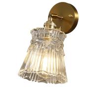 UOPYNE Vintage Brass Wall Sconce Creative Flower Glass Shade Lamps E26/E27 Sockets Light For Bedroom Living Room Hallway