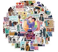 UoQo 50 adesivi Heartstopper, film merch, impermeabili e riutilizzabili, graziosi adesivi anime per laptop, telefoni, album di ritagli e skateboard