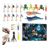 Uoqpty 24 Giorni Di Gioia Della Per L'Avvento, Conto Alla Rovescia Natalizio, Kit Di Esche Da Avvento, Per Acqua Dolce E Salata Trota Persico tore Uomini Adolescenti Fiumi Laghi Torrenti Esterno