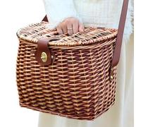 Uoqpty Cesti Da Picnic In - Cesto con Coperchio a Fungo di Grande Capacità - Intrecciato a Mano Grande Capienza per Libri Giocattoli Alimenti Fiori Bambole Funghi Soggiorno Camera Studio