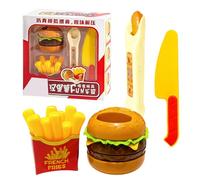 Uoqpty Gioco Fast Food Per Bambini,Gioco Educativo Simulato Con Hamburger Patatine E Cibo Finto - Set di Cucina Simbolica per Bambini Piccoli,Per, Età Prescolare, Asilo