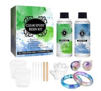 Uoqpty Kit Resina Epossidica 2X177ml,Resina Epossidica Trasparente a Indurimento Rapido - Indurente Anti-Ingiallimento Autolivellante Lucida A Rapida Polimerizzazione Per Riparare Gioielli Arte Tavolo
