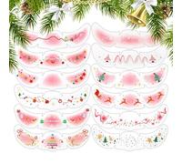 Uoqpty Lentiggini Natalizie Per Viso,12 Pezzi Fiocchi di Neve Temporanei per Foto,Adesivi Natalizi con Brillantini - per Feste Vacanze Festival Halloween Eventi Servizio Fotografico Spettacolo