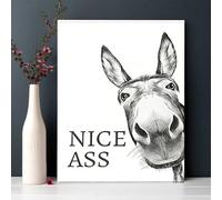 Uoqpty Nice Ass Wall Art - Nice Ass Cheeky Donkeys Stampa Su Tela Per Bagno, Stampe Vintage Con Asino Dipinto Su Tela In Bianco E Nero, Regali Decorativi Per Bagno, Soggiorno, Corridoio, 30x40 Cm