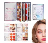 Uoqpty Palette Di Trucco Per Il Viso,4 Strati 45 Colori Portatile | Palette Illuminante E Fard Stile Libro,Per Donne Ragazze Principianti Quotidiano Viaggio Festa Appuntamenti Matrimonio Compleanno