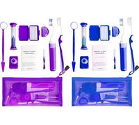 Uouovo Kit ortodontico portatile per l'igiene orale per parentesi graffe, 2 set per la cura ortodontica, kit di parentesi dentali, kit di pulizia per spazzolino da denti con cera dentale e filo