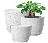 UOUZ, Grandi vasi moderni in plastica con fori di drenaggio e sottovaso, per piante da interno ed esterno, 30,5 cm, 25,4 cm e 22,9 cm, bianco