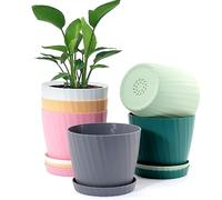 UOUZ Vasi per piante da 15,2 cm, confezione da 6 fioriere in plastica con fori di drenaggio e piattini, per piante e fiori da interni ed esterni, colorati