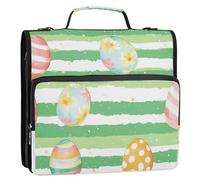 Uova ad acquerello per il giorno di Pasqua, 3,8 cm, 3 anelli, con cerniera, con tracolla e manico, include tasca con cerniera, portfolio portatile per scuole medie Organizadores de suministros