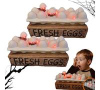 Uova Alla Diavola, Pulcino Zombie Di Halloween, Vassoio Di Uova Fresche, Decorazione Luminosa, Guscio D'uovo Spettrale Con Pulcini Inquietanti Che Si Schiudono Per Decorazioni Per Feste (2 pezzi)