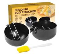 Uova d' - in silicone resistenti al calore, manici pieghevoli inclusi, 2 confezioni da cucina antiaderente con pancake anti-grip Patty o frittata a casa, Breakfast Too