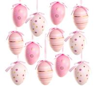 Uova da appendere, 12 pezzi: ciondoli pasquali in plastica, ovetti decorativi piccoli, decorazioni Pasqua e primavera, addobbi per finestre, albero di Pasqua e cestini, rosa e bianco, 6 x 4 cm