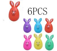 Uova Decorative per pasqua Forma Coniglio 8cm Uova Decorative(B) | Design coniglio adorabile, plastica leggera, per ideale per decorazione per festiva, 6 colorati