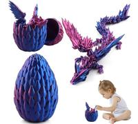 Uova di Drago Articolato Stampato del Drago in 3D, Drago di Cristallo Completamente Mobile con le ali, Realistico Misterioso Giocattolo Articolato del Drago, Dragon Figurine Giocattoli (viola)