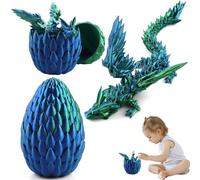 Uova di Drago Articolato Stampato del Drago in 3D, Drago di Cristallo Completamente Mobile con le ali, Realistico Misterioso Giocattolo Articolato del Drago, Dragon Figurine Giocattoli (blu)