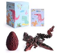 Uova di Drago Articolato Stampato del Drago in 3D, Drago di Cristallo Completamente Mobile con le ali, Realistico Misterioso Giocattolo Articolato del Drago, Dragon Figurine Giocattoli (E)