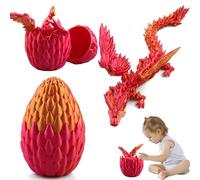 Uova di Drago Articolato Stampato del Drago in 3D, Drago di Cristallo Completamente Mobile con le ali, Realistico Misterioso Giocattolo Articolato del Drago, Dragon Figurine Giocattoli (rosso)