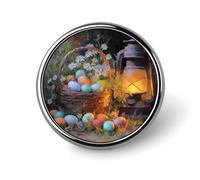 Uova di Pasqua Cesto Margherite Fiori di campo Vecchia Lanterna Spilla Rotonda per Uomo Donna Moda Distintivo Collare Pin Dress Giacca Zaino Accessori