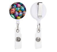 Uova di Pasqua colorate Bobine di badge retrattili porta badge con portachiavi divertente infermieristica bobina badge clip porta badge per infermieri ufficio insegnante