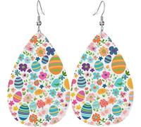 Uova di Pasqua colorate Fiori Foglie di Natale Orecchini a goccia in pelle per decorazioni da donna