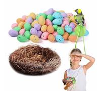 Uova di Pasqua Colorate Ornamenti Pasquali - Confezione Completa con Mini Uova Decorative e Nido di Rondine, ideale per Abbellire la Tua Dimora durante la Celebrazione della Risurrezione