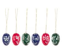 Uova di Pasqua Con Bianco Fiori (6) H=3,5cm Impiccagioni Letto Pendenti Albero