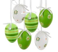 Uova di Pasqua da appendere, 6 pezzi: ciondoli pasquali plastica, uova decorative piccole, decorazioni pasquali primavera, addobbi per albero di Pasqua e finestra, ovetti verdi bianchi, 6 x 4 cm