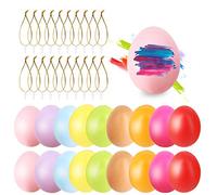 Uova di Pasqua Decorazioni, 24 Pezzi Uova Pasquali da Appendere, Colore Uova Pasquali con La Corda, Pittura di Artigianato Fai da Te di Pasqua per La Decorazione e Regalo, 6cm (Colore)
