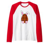 Uova di Pasqua Divertenti del Plaid di Bufalo con l'orecchio del Coniglio per la Ragazza dei Bambini Maglia con Maniche Raglan